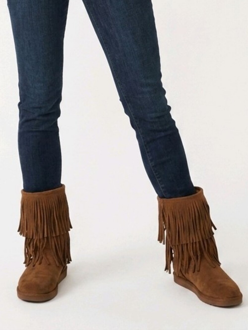 Fringed Cow Suede Booties 9